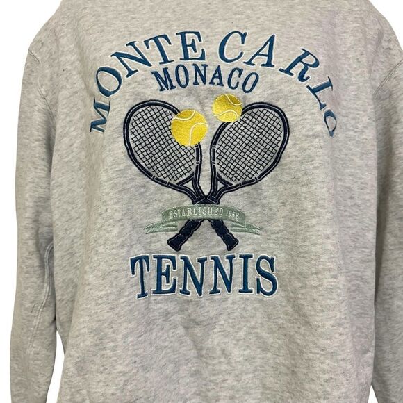 Abercrombie Monte Carlo Tennis Club Relaxed Lounge Vintage Inspired Crew Sweater - Picture 4 of 5